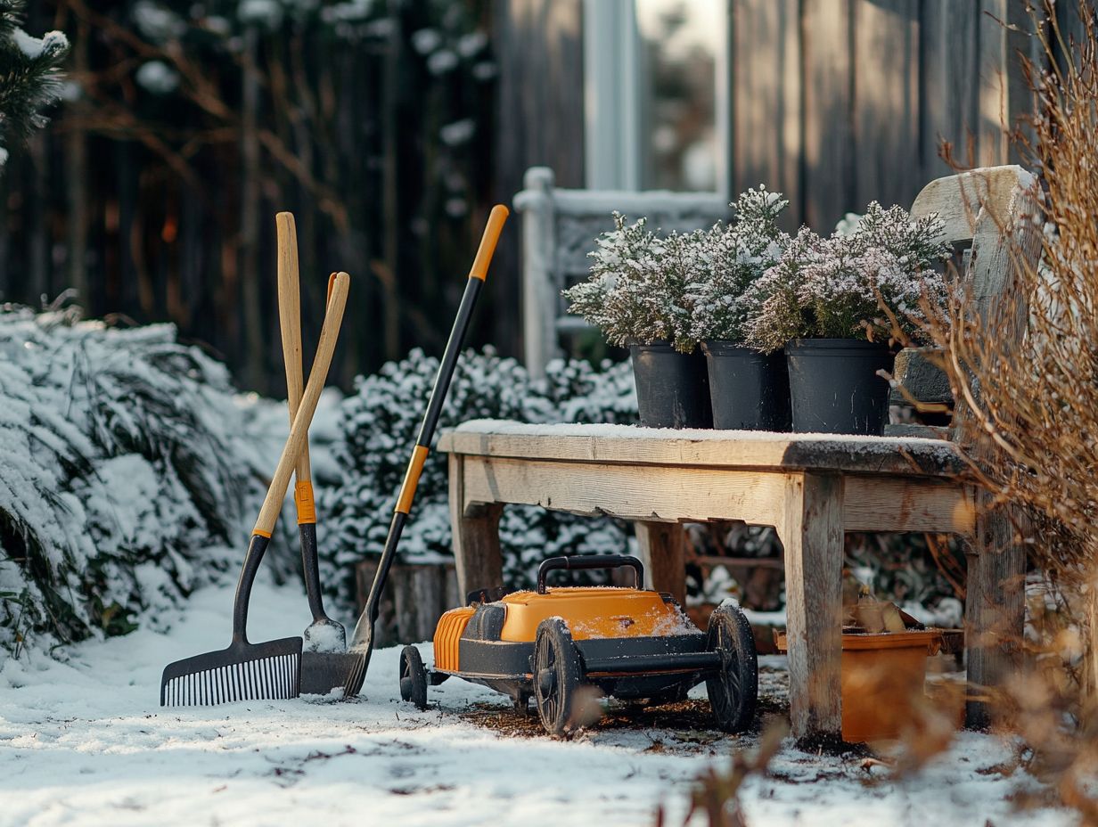 Graphic representation of frequently asked questions about mulching tools for winter gardens.