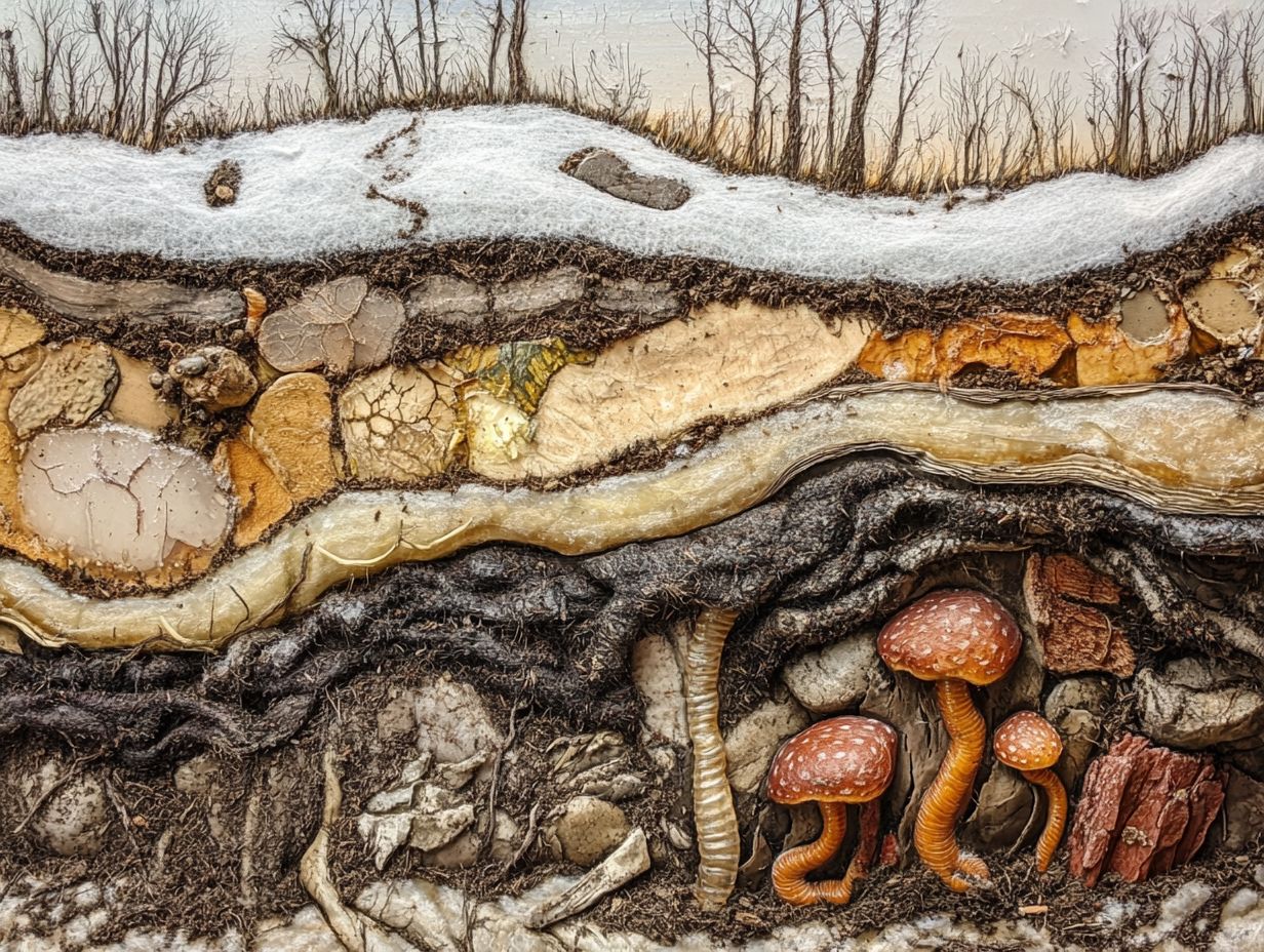 Diagram illustrating the soil food web in cold climates