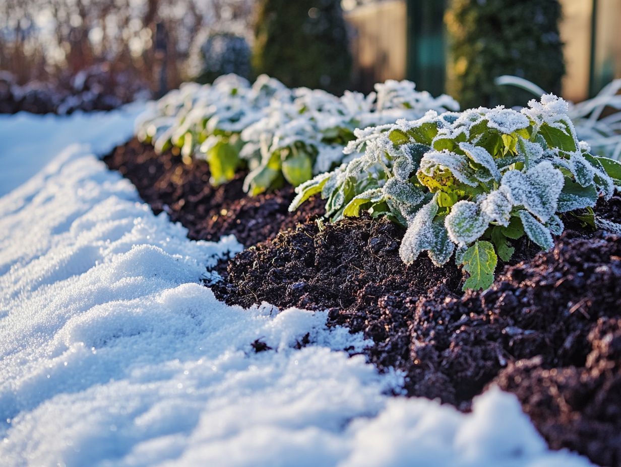 Illustration of using compost for winter insulation.