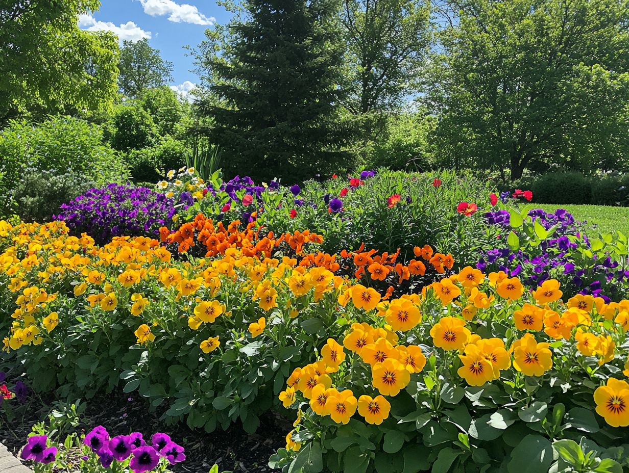 Cold-weather annuals in a garden