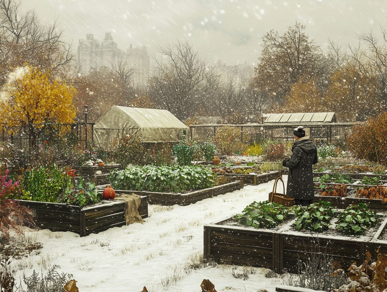 A winter garden showcasing plants protected from frost