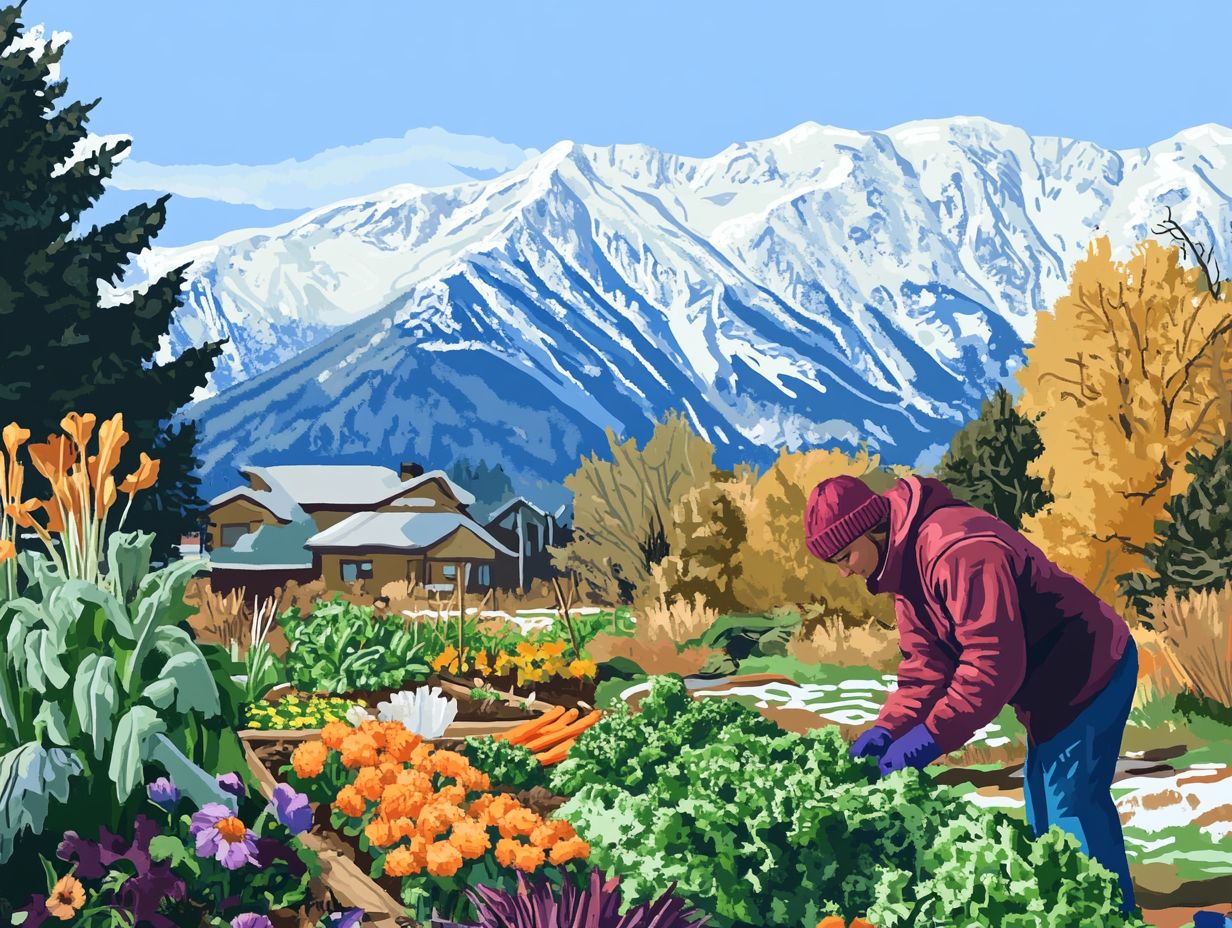 Gardener harvesting tomatoes and currants in a cold-climate garden