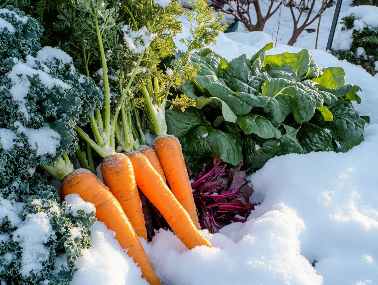 A colorful assortment of vegetables that thrive during winter.