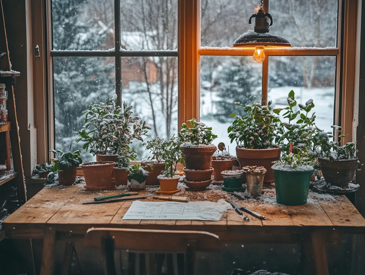 A checklist for winter garden maintenance with tasks for plant care.