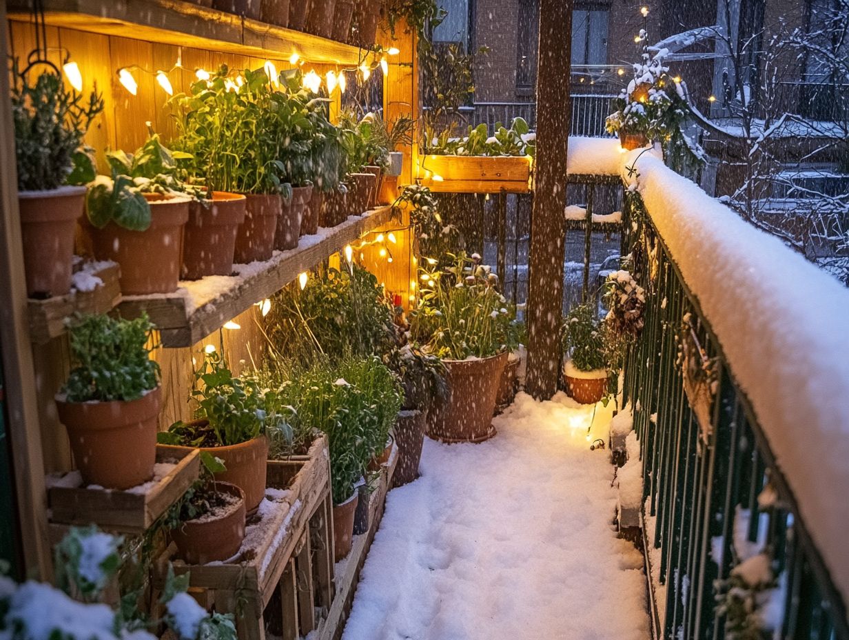 Family engaging in winter gardening activities in a small space